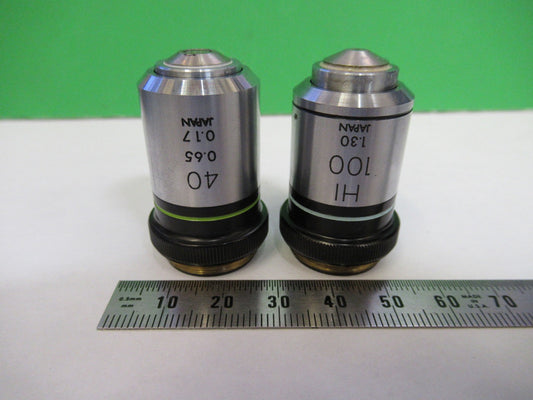 LOT OBJECTIVE OLYMPUS JAPAN 40X 100X MICROSCOPE PART AS PICTURED T4-B-27