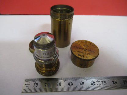 Antique Brass Reichert Austria 1/12 Objective Microscope