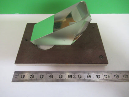 OPTICAL GLASS PRISM MOUNTED [chipped] MICROSCOPE OPTICS PART AS PICTURED 98-A-01