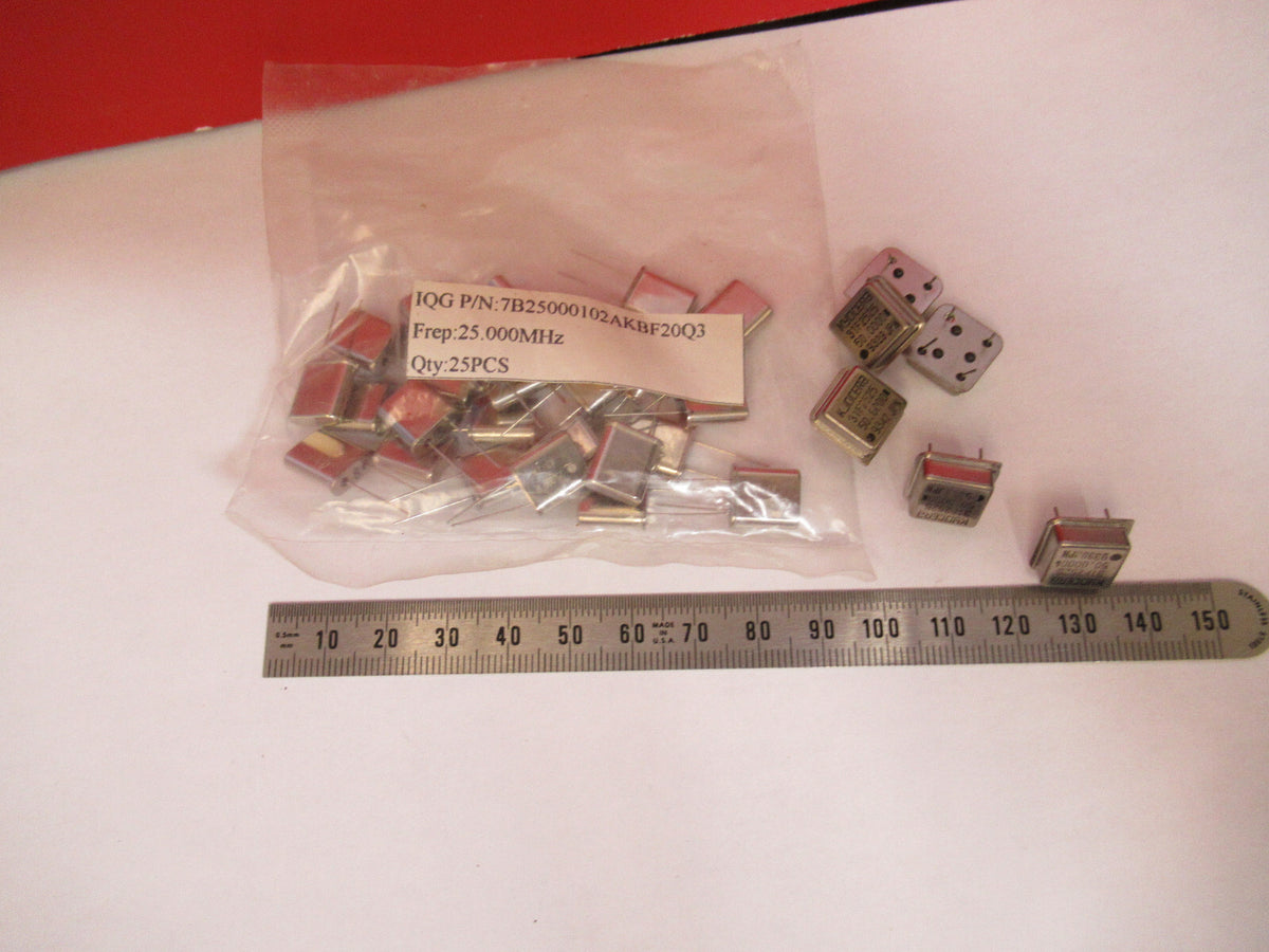 LOT 25 ea  QUARTZ CRYSTAL 25 MHz  FREQUENCY AS PICTURED X3-B-08