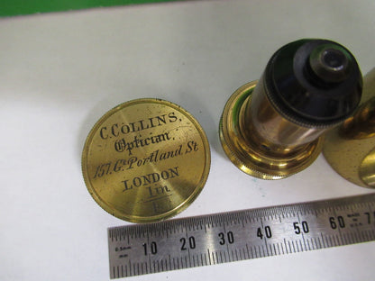 ANTIQUE BRASS OBJECTIVE 1/4 inch LENS COLLINS LONDON UK MICROSCOPE PART X3-B-21