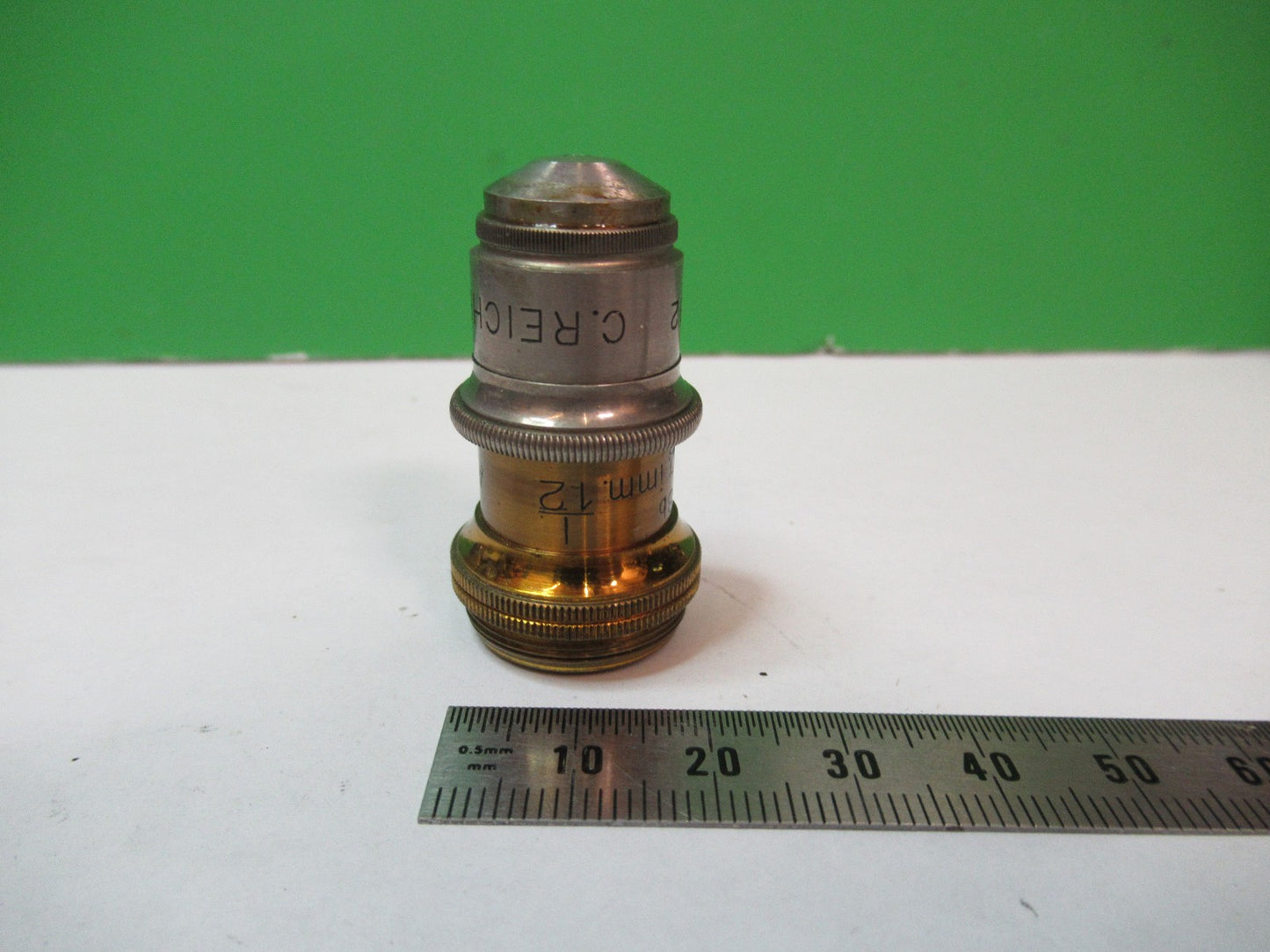 ANTIQUE BRASS REICHERT AUSTRIA OBJECTIVE MICROSCOPE PART AS PICTURED T6-A-39