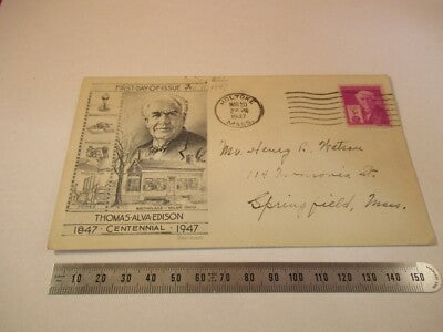 THOMAS ALVA EDISON 1947 ISSUE POSTAL STAMP ENVELOPE AS PICTURED &2-DT
