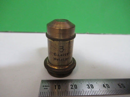 ANTIQUE BRASS ERNST LEITZ  "3"  OBJECTIVE MICROSCOPE AS PICTURED #H3-A-28