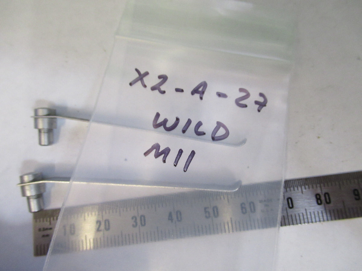 WILD HEERBRUGG SWISS M11 PAIR CLIPS STAGE MICROSCOPE PART AS PICTURED X2-A-27