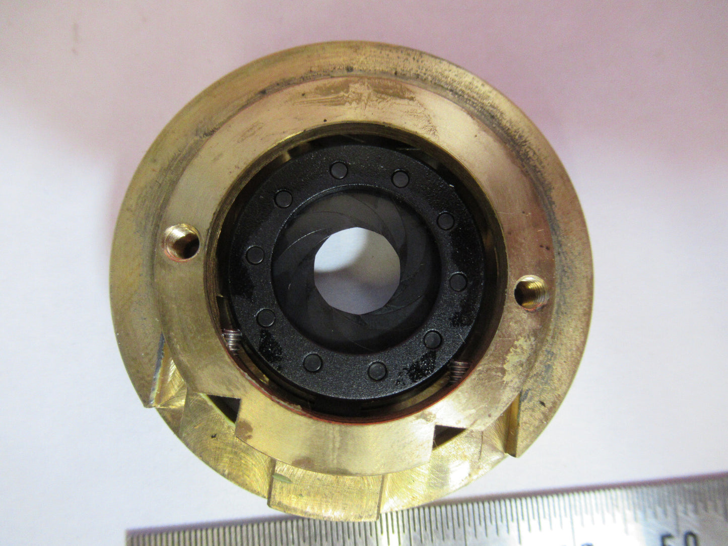 LEICA DMRB MOUNTED IRIS DIAPHRAGM MICROSCOPE PART OPTICS AS PICTURED #G4-A-119