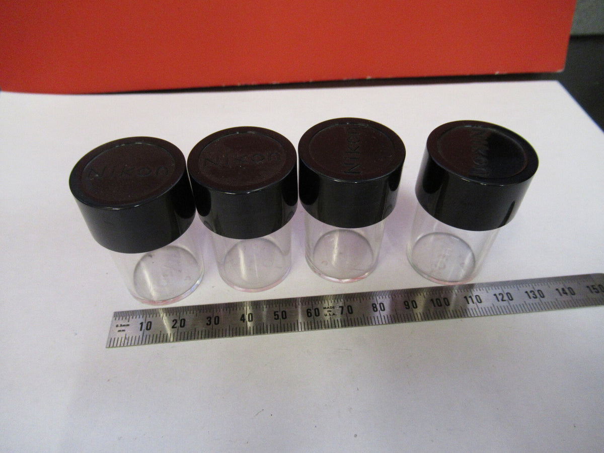 NIKON JAPAN LOT PLASTIC CANISTER OBJECTIVES MICROSCOPE PART AS PICTURED 6V-FT-97