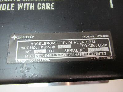 HONEYWELL SPERRY DUAL ACCELEROMETER 4034238-901 AIRCRAFT AS PICTURED &C1-A-19