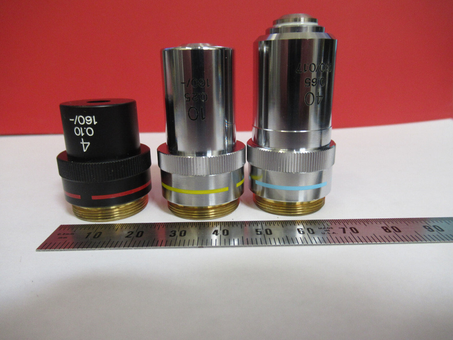 LOT TASCO OBJECTIVES 4X 10X 40X OPTICS MICROSCOPE PART AS PICTURED  T7-A-05