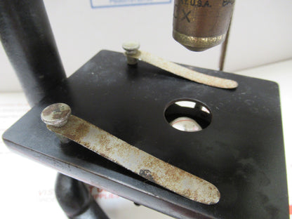 WEIRD RARE ANTIQUE BAUSCH LOMB MICROSCOPE with foldable legs AS PICTURED LOB