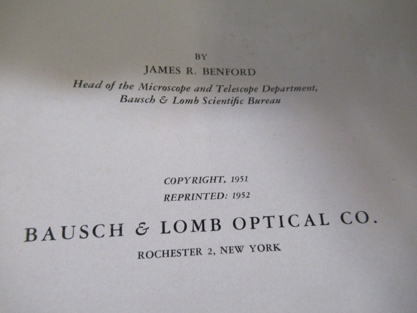ANTIQUE BAUSCH LOMB 1952 manual theory MICROSCOPE PART AS PICTURED 7-ft-04