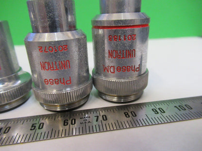 UNITRON JAPAN LOT OBJECTIVES  4 PIECES MICROSCOPE PART AS PICTURED U8-A-35