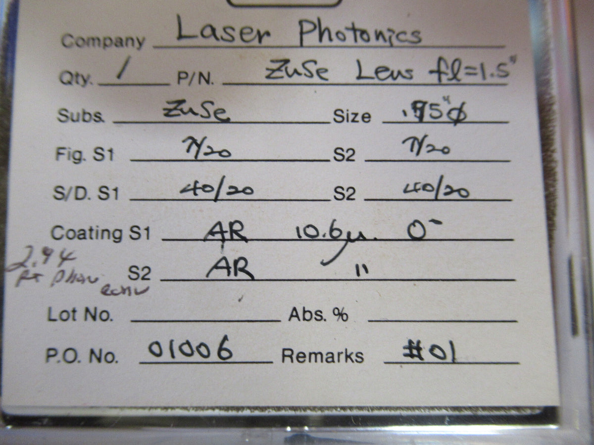 Optical ex-NASA Coated ZnSe Lens Pro Laser Optics