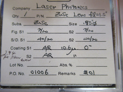 Optical ex-NASA Coated ZnSe Lens Pro Laser Optics