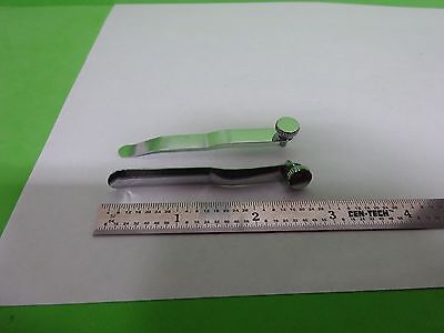 MICROSCOPE PART CLIPS for stage table AS IS BIN#Y4-13