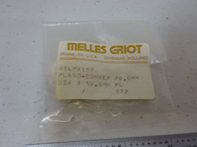 OPTICAL MELLES GRIOT PLANO CONVEX 20 mm DIA FL 50 mm LASER OPTICS AS IS BN#N6-96
