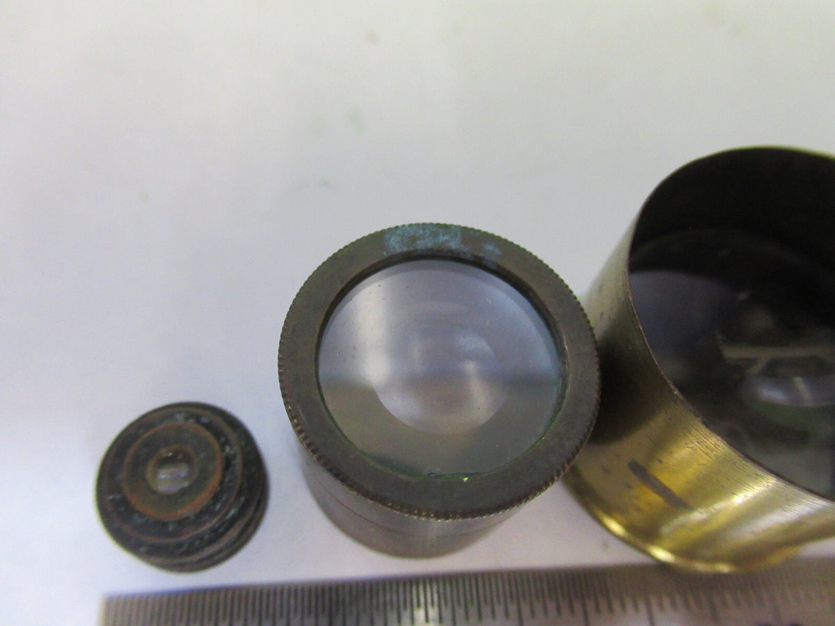 Antique Brass Henry Crouch UK Lot Lens Mounted Microscope Part AS Pic