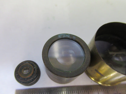 Antique Brass Henry Crouch UK Lot Lens Mounted Microscope Part AS Pic