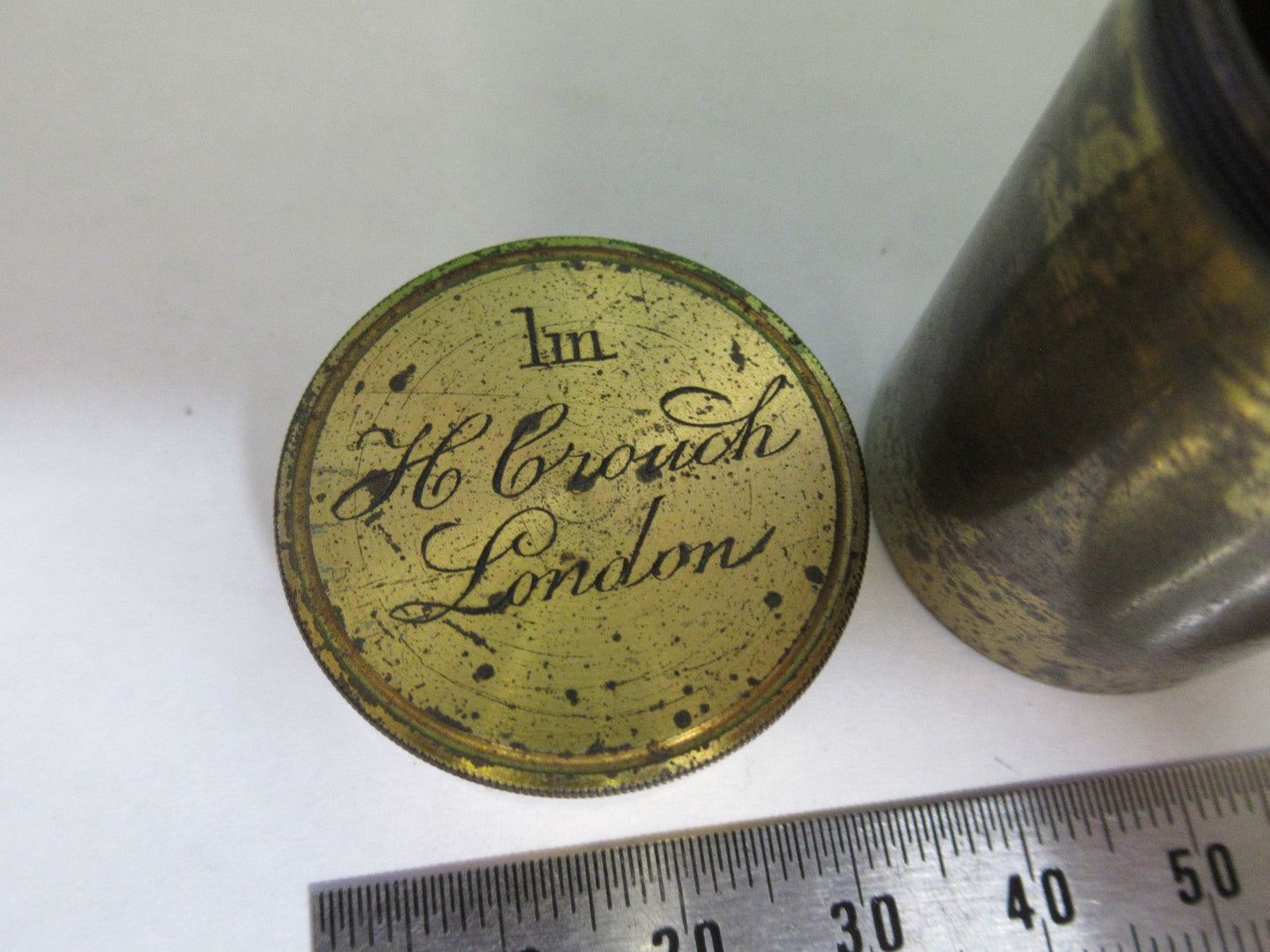 ANTIQUE BRASS EMPTY H. CROUCH UK OBJECTIVE CANISTER MICROSCOPE PART T6-A-28
