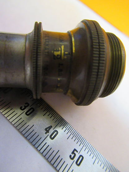 ANTIQUE BRASS BAUSCH LOMB OBJECTIVE 1/12 MICROSCOPE PART AS PICTURED Y3-A-46