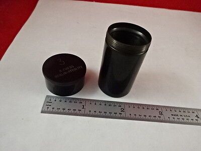 EMPTY ANTIQUE MICROSCOPE OBJECTIVE CONTAINER R. FUESS BERLIN 3 AS IS #Q5-A-02