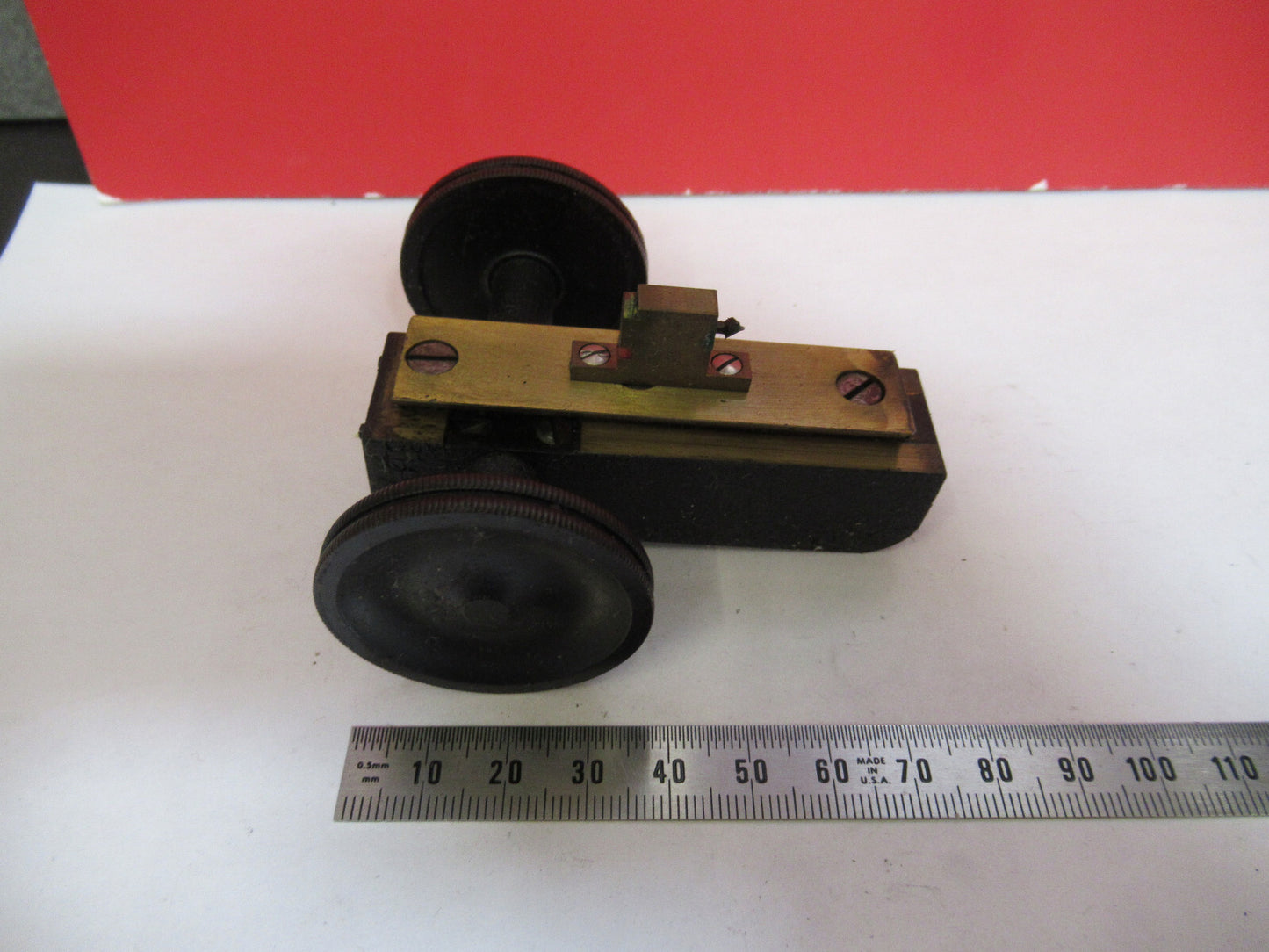 ANTIQUE BRASS SPENCER STAGE MICROMETER KNOBS MICROSCOPE PART AS PICTURED S3-B-18
