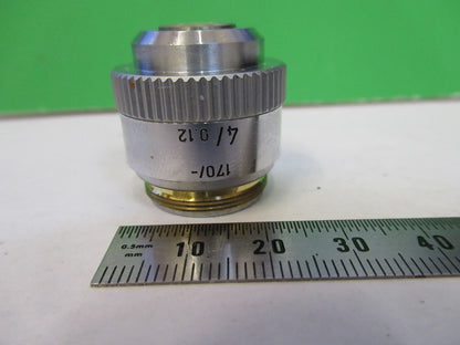 LEITZ wetzlar GERMANY OBJECTIVE MICROSCOPE PART 4X  /170 AS PICTURED X2-A-38