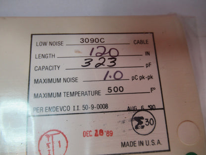 MEGGITT ENDEVCO 3090C LOW NOISE CABLE for ACCELEROMETER VIBRATION TEST F8-C-02