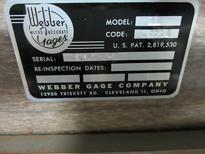 WEBBER GAGE METROLOGY SET AS IS  BIN#A7