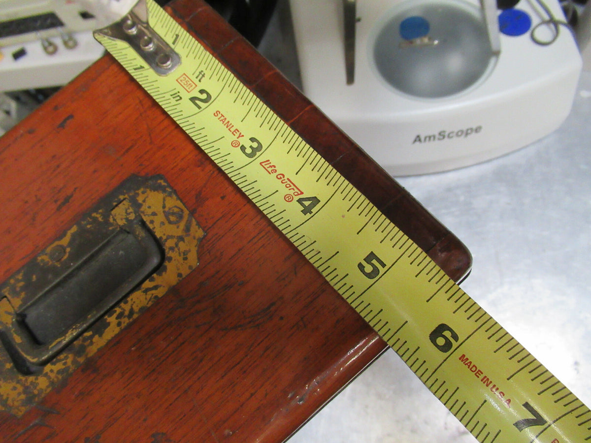 Antique Powell UK empty Wood Case Old British Microscope Part