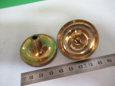 ANTIQUE ERNST LEITZ WETZLAR SET BRASS KNOBS MICROSCOPE PART AS PICTURED &Z9-A-82