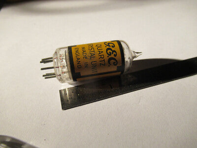 ANTIQUE QUARTZ RADIO CRYSTAL GEC ENGLAND GLASS HOLDER FREQUENCY CONTROL #F4-A-75
