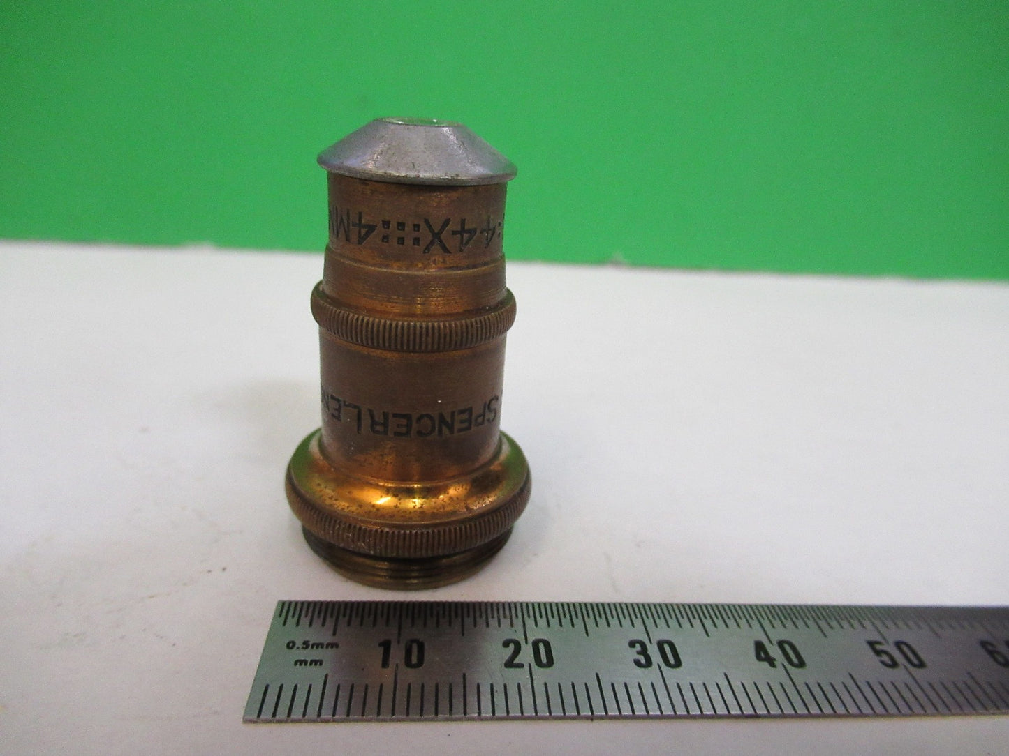 ANTIQUE BRASS SPENCER LENS 44X OBJECTIVE MICROSCOPE PART AS PICTURED V1-A-24