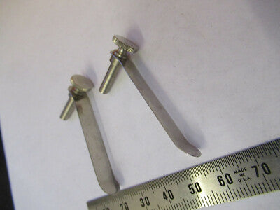 BAUSCH LOMB ANTIQUE PAIR CLIPS STAGE  MICROSCOPE PART AS PICTURED &W3-B-50