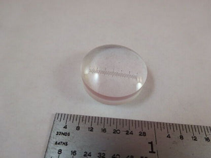 OPTICAL LENS PLANO CONVEX WITH MICROMETER RETICLE OPTICS AS IS &14-A-12