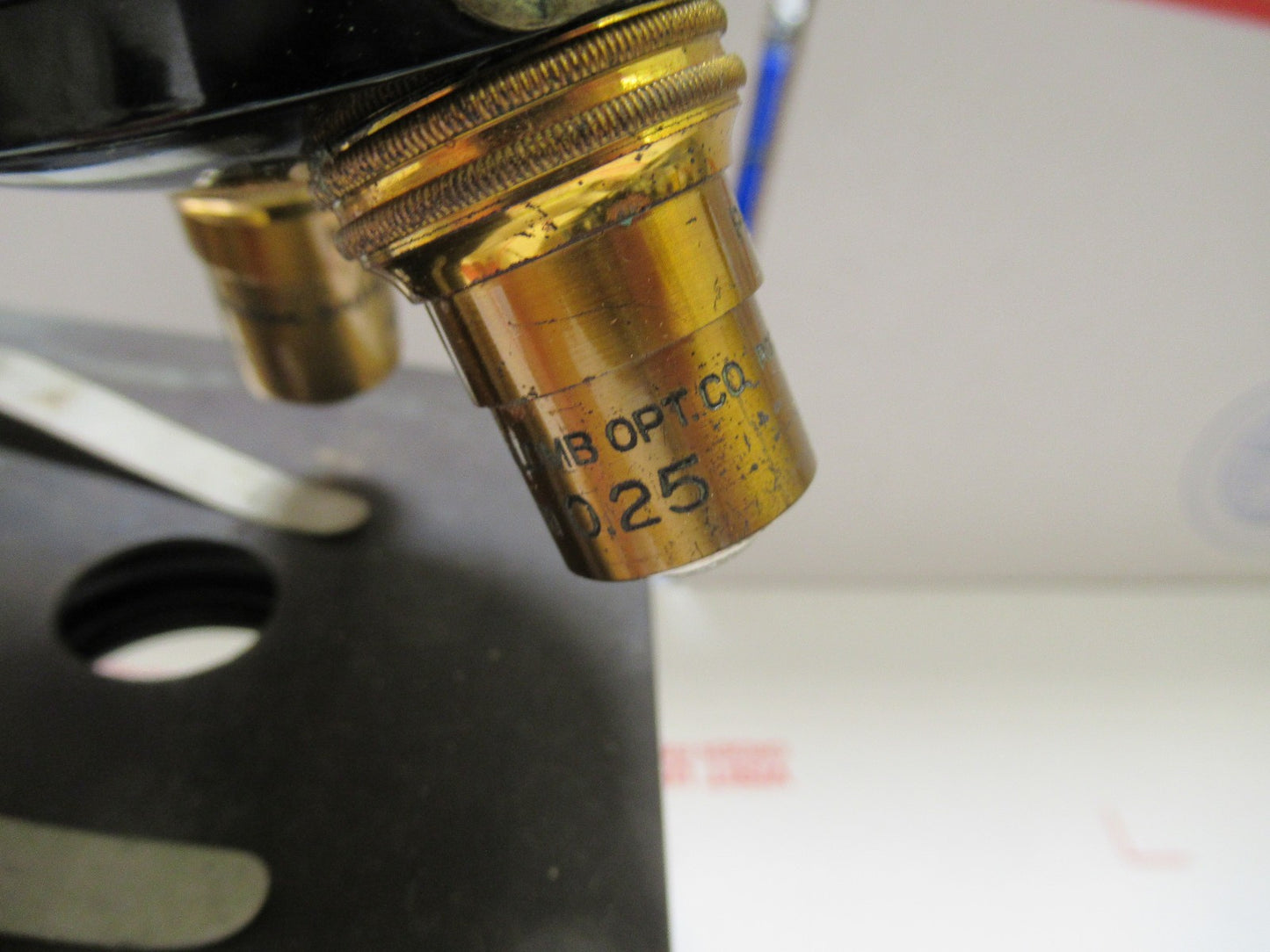 BRASS ANTIQUE BAUSCH LOMB MICROSCOPE WELCH SCIENTIFIC AS PICTURED LOB