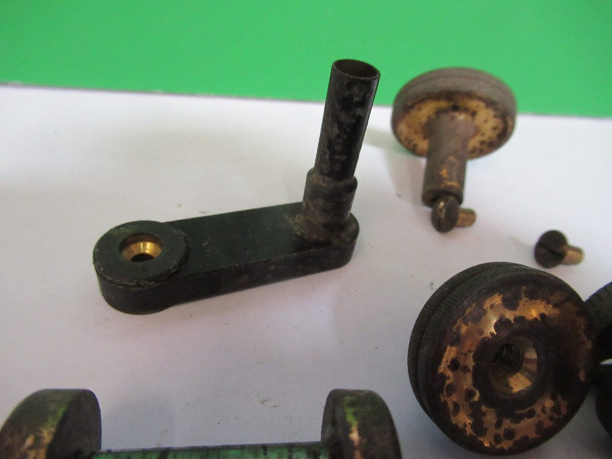 ANTIQUE BRASS ERNST LEITZ KNOBS SPANNER ETC MICROSCOPE PART AS PICTURED #H3-A-47