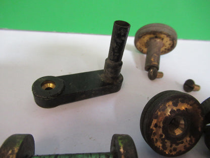 ANTIQUE BRASS ERNST LEITZ KNOBS SPANNER ETC MICROSCOPE PART AS PICTURED #H3-A-47