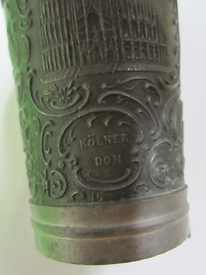VINTAGE OLD LEAD METAL PEWTER CUP FROM GERMANY ENGRAVED ? COLLECTABLE BIN#BIBLIO