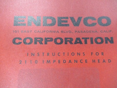 Endevco Vintage Instructions Manual 2110 Impedance Head