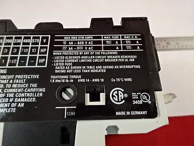 ELECTRIC SWITCH BREAKER CONTROL SYSTEMS KLOCKNER MOELLER PKZMO-10 AS IS #L9-D-10