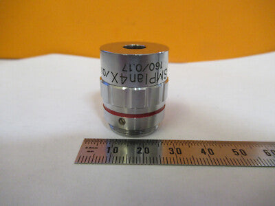 MEIJI JAPAN 4X /160 OBJECTIVE LENS OPTICS MICROSCOPE PART AS PICTURED 4B-FT-34