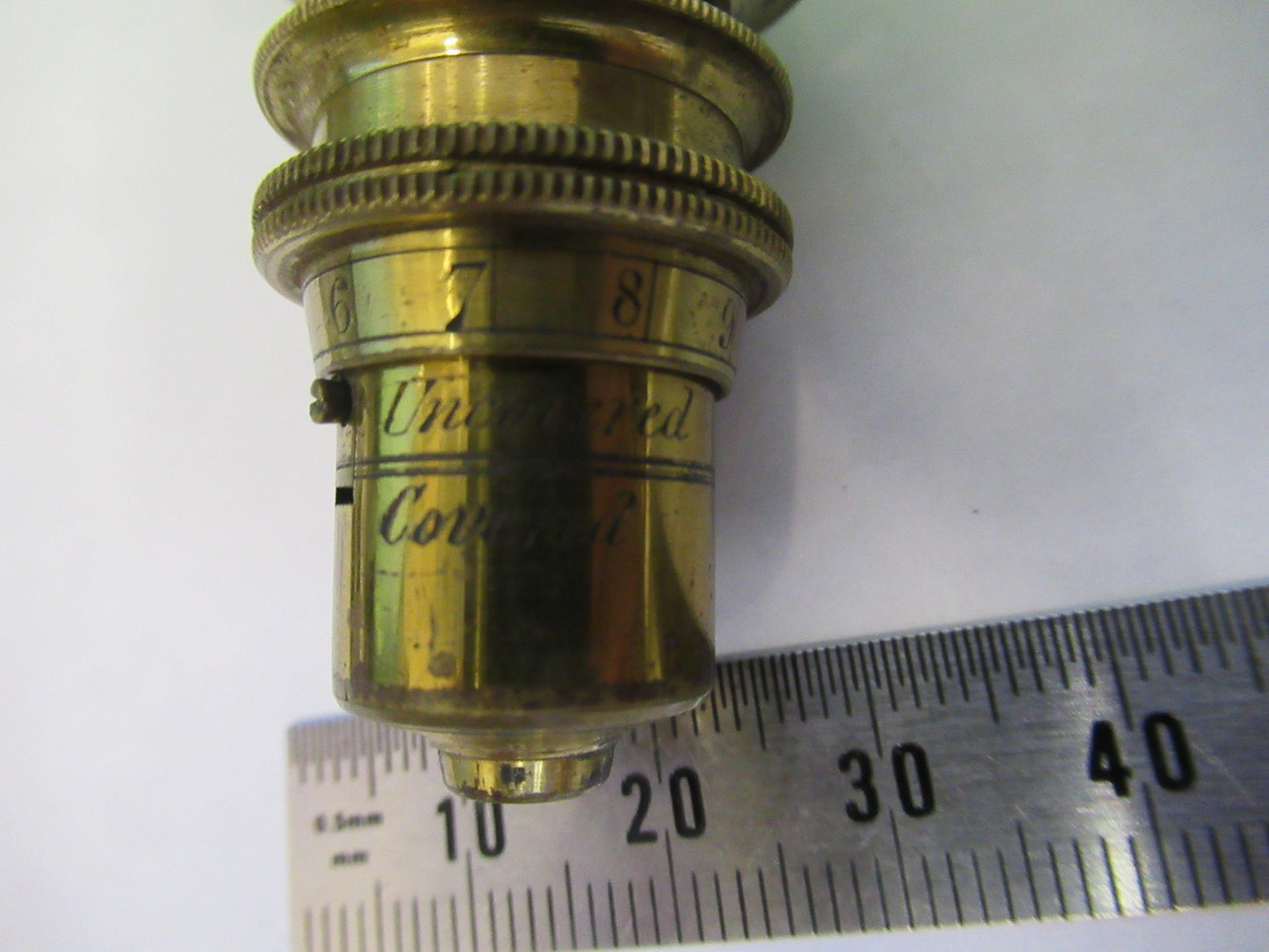 ANTIQUE BRASS OBJECTIVE LENS OPTIC UK LONDON MICROSCOPE PART AS PICTURED Y3-B-05
