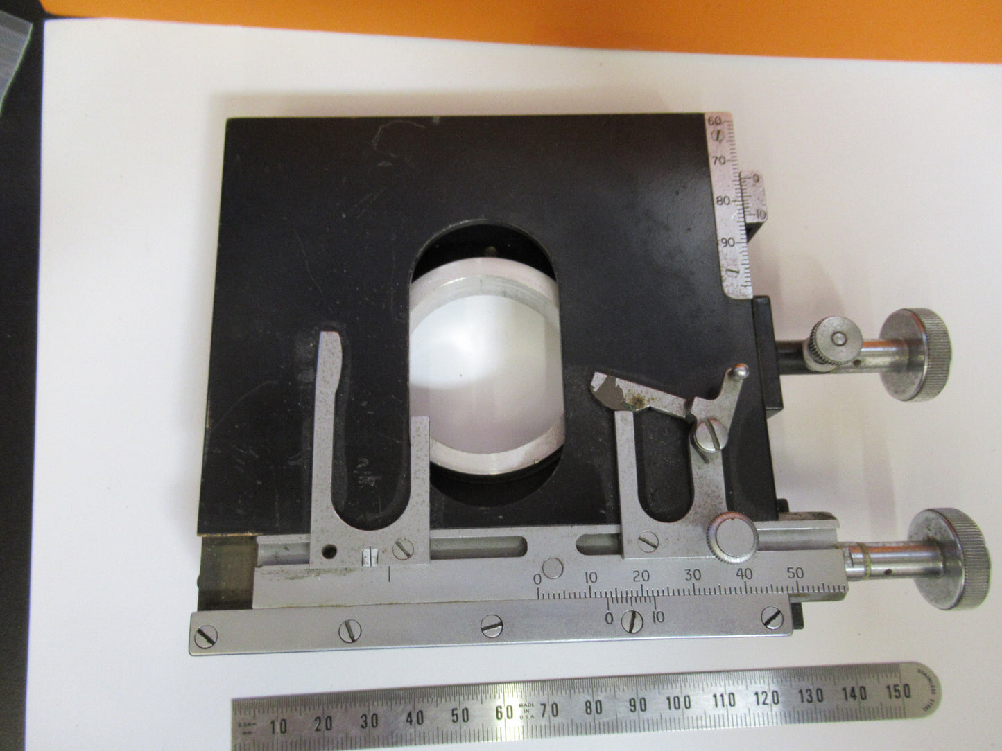 Cooke UK England Brass Heavy Xy Stage Clip Microscope Part