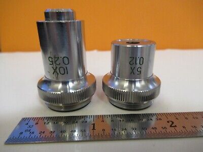 LOT 2 EA OBJECTIVE 10X 5X JAPAN OPTICS MICROSCOPE PART as pictured &A4-FT-94