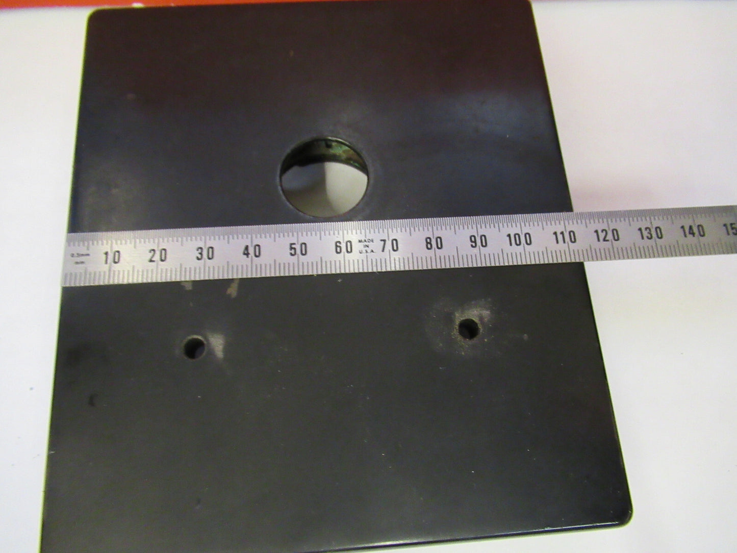 ANTIQUE BAUSCH LOMB METAL STAGE TABLE MICROSCOPE PART OPTICS AS PICTURED X3-B-77