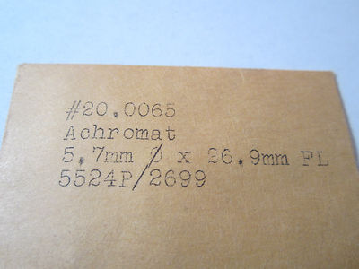 Optical Lens Achromat 5.7mm Diameter Focal Length 26.9mm Laser Optics
