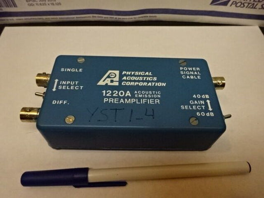 PHYSICAL ACOUSTIC EMISSION COPR AE 1220A 20H fi PRE-AMPLIFIER SENSOR AS IS #Lob