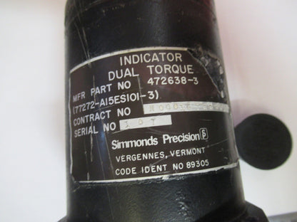SIKORSKI INDICATOR AIRCRAFT DUAL TORQUE 472638-3 AS PICTURED  t8-b-04