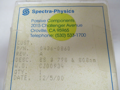 OPTICAL SPECTRA PHYSICS 798 & 808 nm COATED OPTICS AS PICTURED &W6-A-07